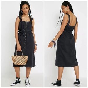 BDG Urban Outfitters Cordelia Black Denim Button Down Midi Dress Size S